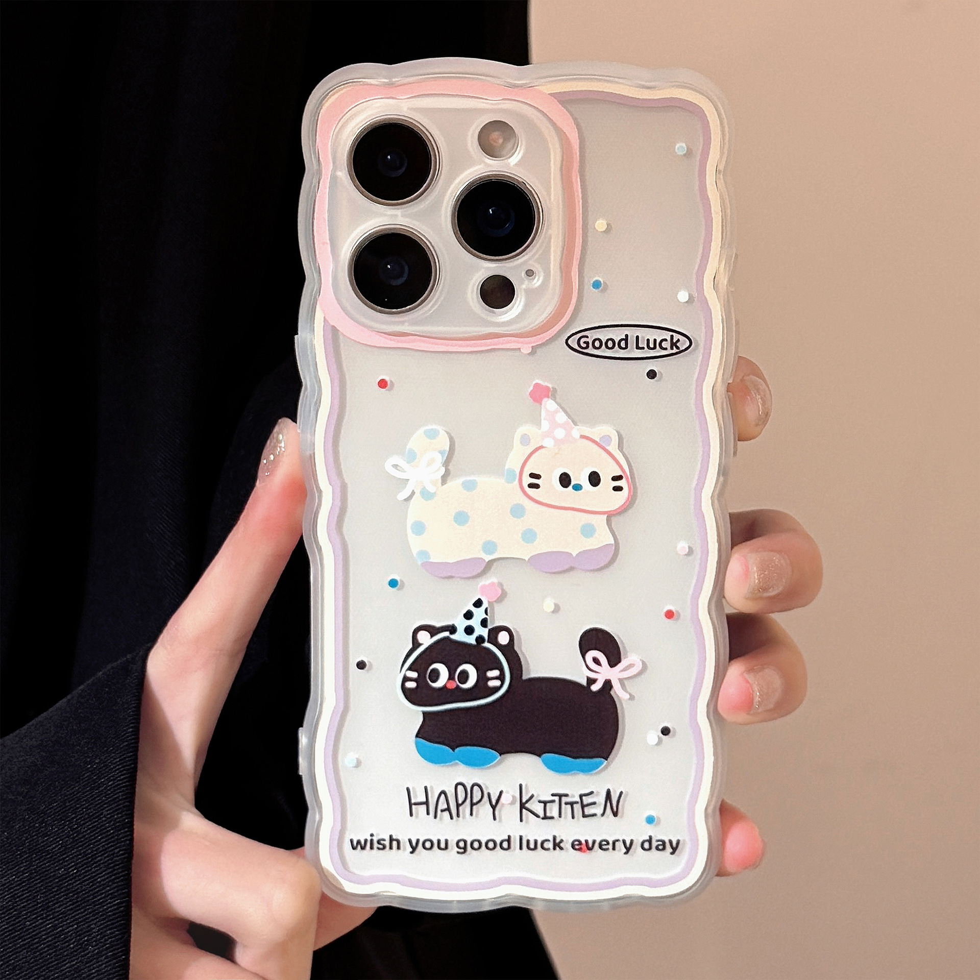 少女卡通16适用iphone13苹果手机壳14波点猫咪11透明12软15promax