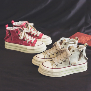 10-12岁9女孩高帮乞丐13中大童板鞋中学生鞋子14侧拉链帆布鞋40码