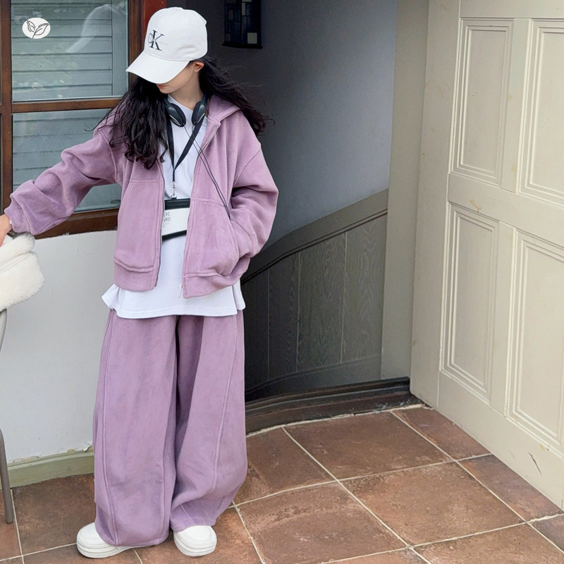 女童2025年秋冬新款香芋紫双面绒卫衣运动套装时尚女大童卫衣裤潮,童装休闲套装,祺儿童装 女童2025年秋冬新款香芋紫双面绒卫衣运动套装时尚女大童卫衣裤潮,童装休闲套装,祺儿童装