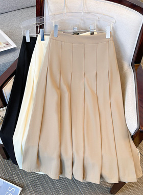 夏 新款350斤大码百褶裙休闲a字半身裙OL胖mm显瘦短裙女200斤优雅