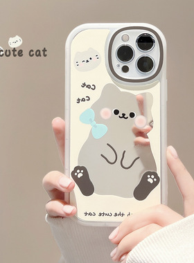 U记ins猫咪镜面壳适用iphone16pro手机壳苹果15plus化妆镜13promax可爱保护套14卡通12pro11个性xs创意保护壳