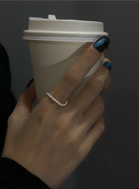 韩国轻奢波光粼粼银色戒指女2021年新款潮小众素圈戒ins食指戒M15