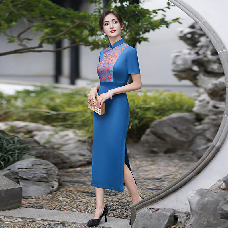 唐之恋2023中式改良旗袍裙女连衣裙大码妈妈婚宴档礼服日常可穿