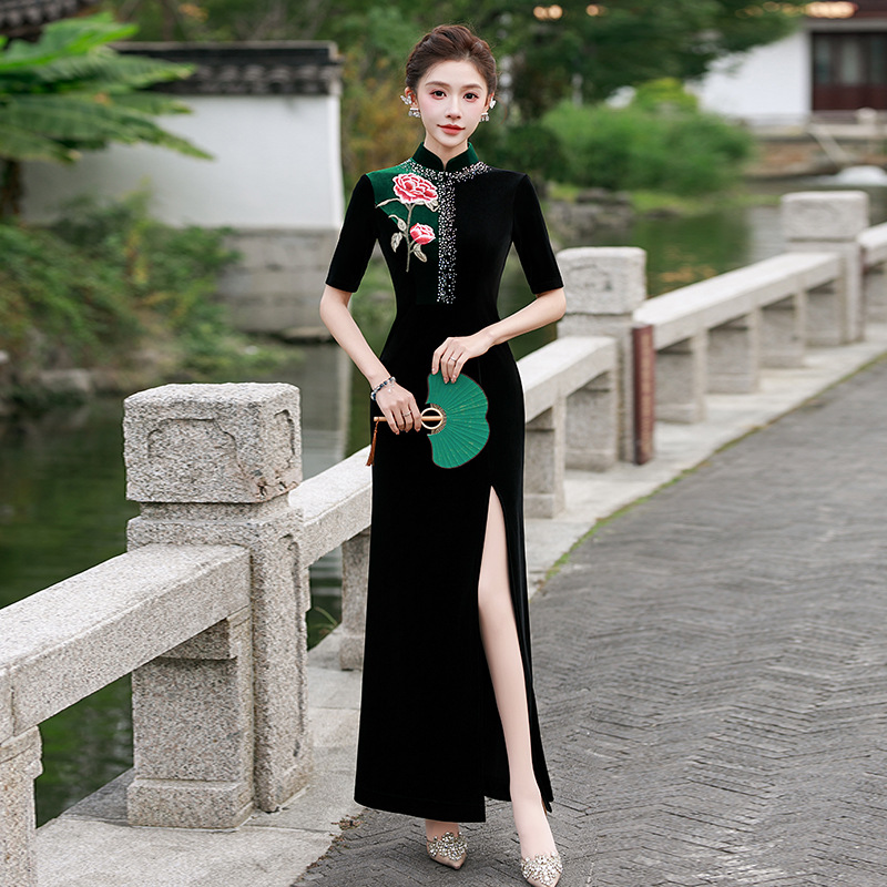 秋冬旗袍民族风中长款