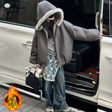 女童加绒加厚外套2025冬季新款中大童双面穿连帽棉衣韩系短款夹克，童装外套，祺儿童装