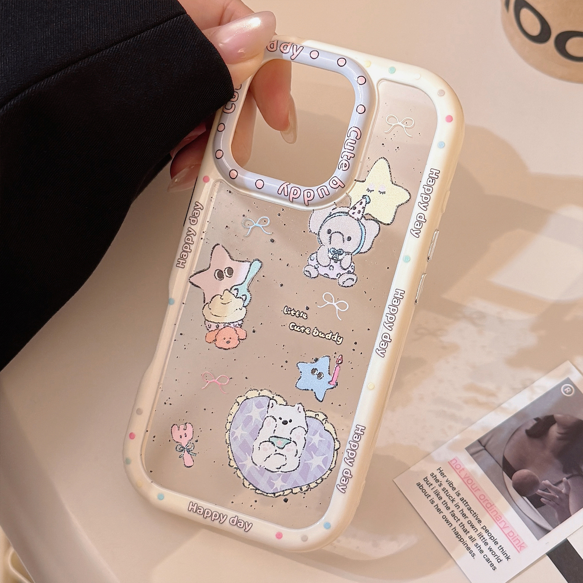 可爱星星小象适用苹果16promax手机壳iphone13亚克力15硬14防摔11