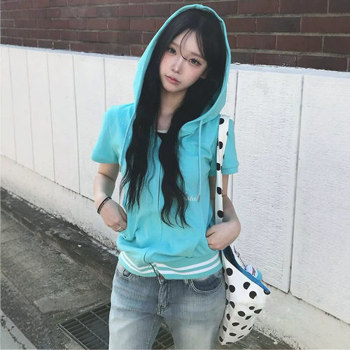 短袖开衫甜酷风棉字母印花韩版女
