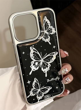 AceCase鎏金iphone16滴胶壳苹果15promax手机壳14暗黑风蝴蝶13适用12个性11酷炫