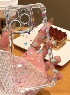 Fresh Little Heart Clear Shockproof Soft Phone Case 适用 iPhone 17 16 Pro Max 15 14 13 12 11