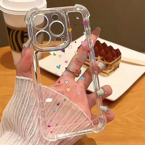 Fresh Little Heart Clear Shockproof Soft Phone Case 适用 iPhone 17 16 Pro Max 15 14 13 12 11