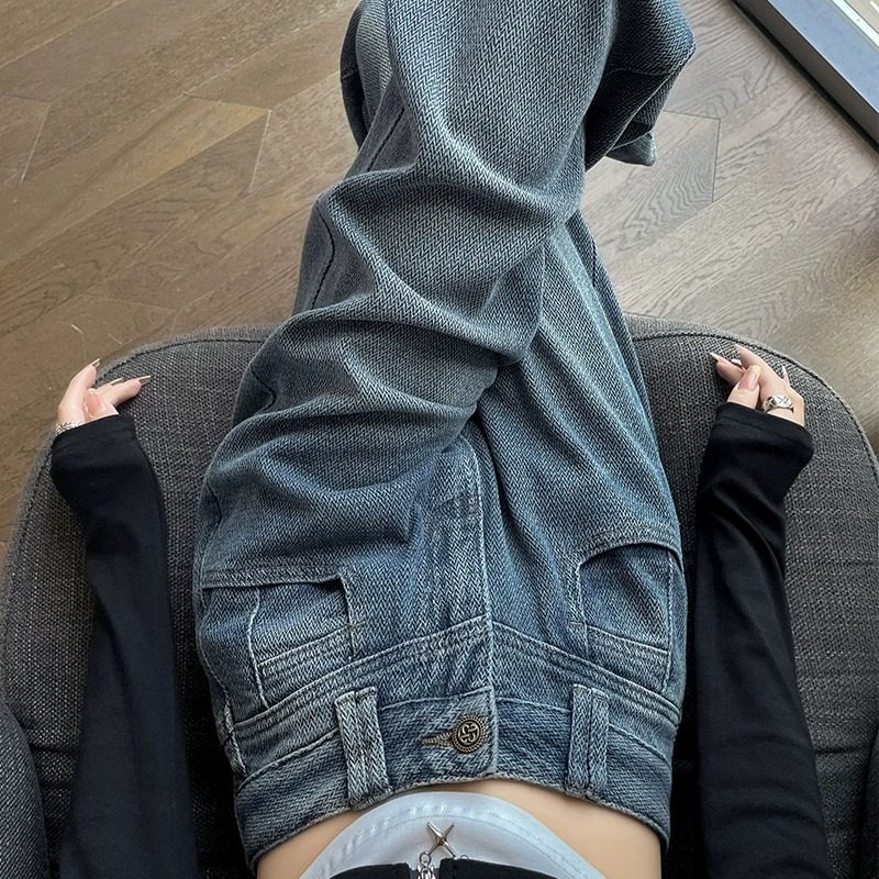 复古直筒牛仔裤女2025新款春秋爆款高腰宽松垂感女士美式阔腿裤子