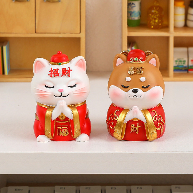 创意可爱卡通招财猫咪公仔桌面工装饰摆件