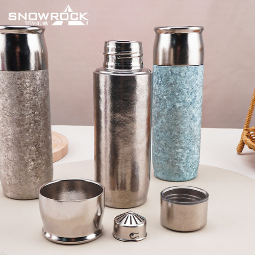 SNOW ROCK纯钛磁吸390ml保温杯钛杯泡焖茶杯双层养生水杯茶水分离