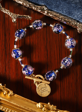 新款中古琉璃手链手工简约串珠手串