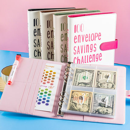 100 Envelope Challenge 情侣100天存钱挑战活页本现金预算储蓄本