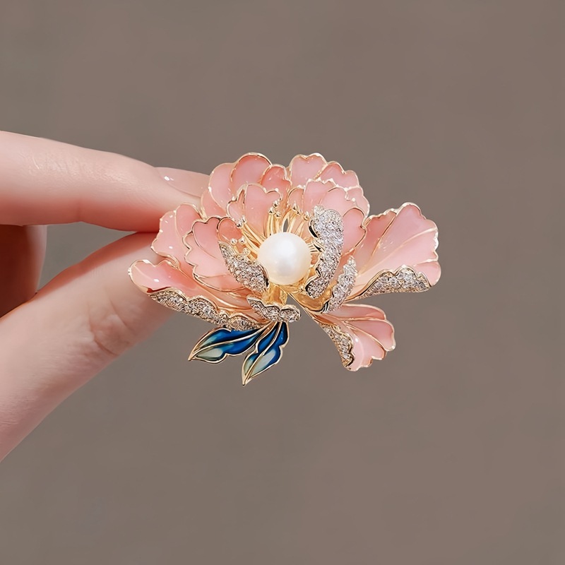 中国风牡丹花朵胸针女档奢华旗袍胸花气质合金外套西装配饰别针