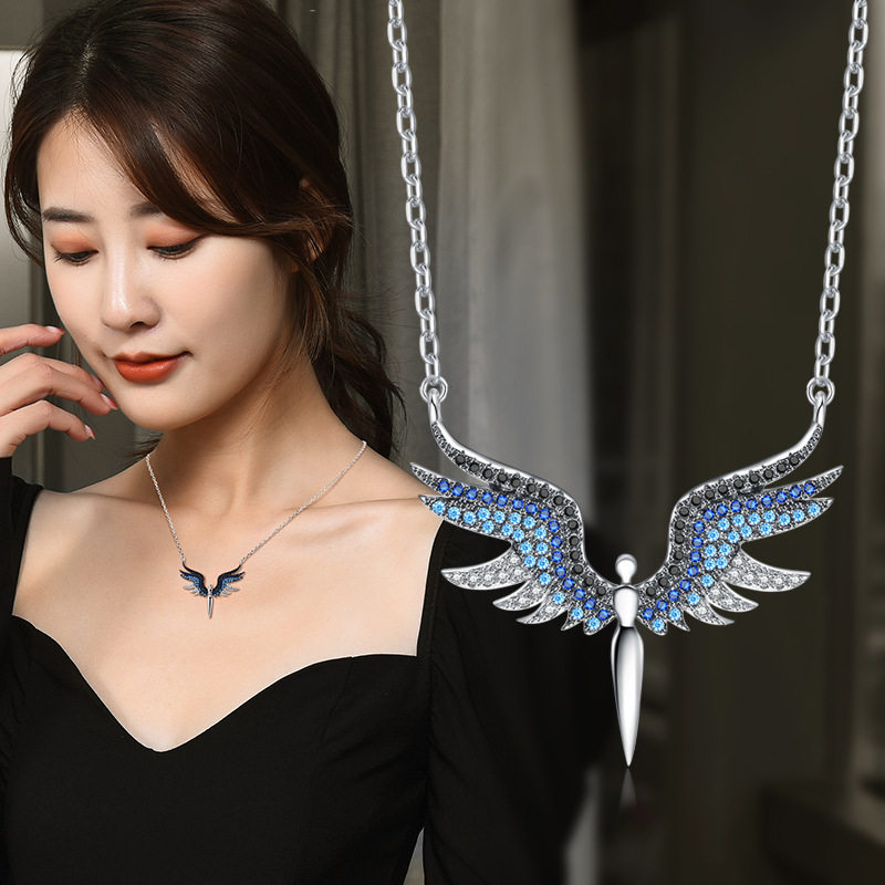 天使之翼吊坠锁骨链女时尚项链