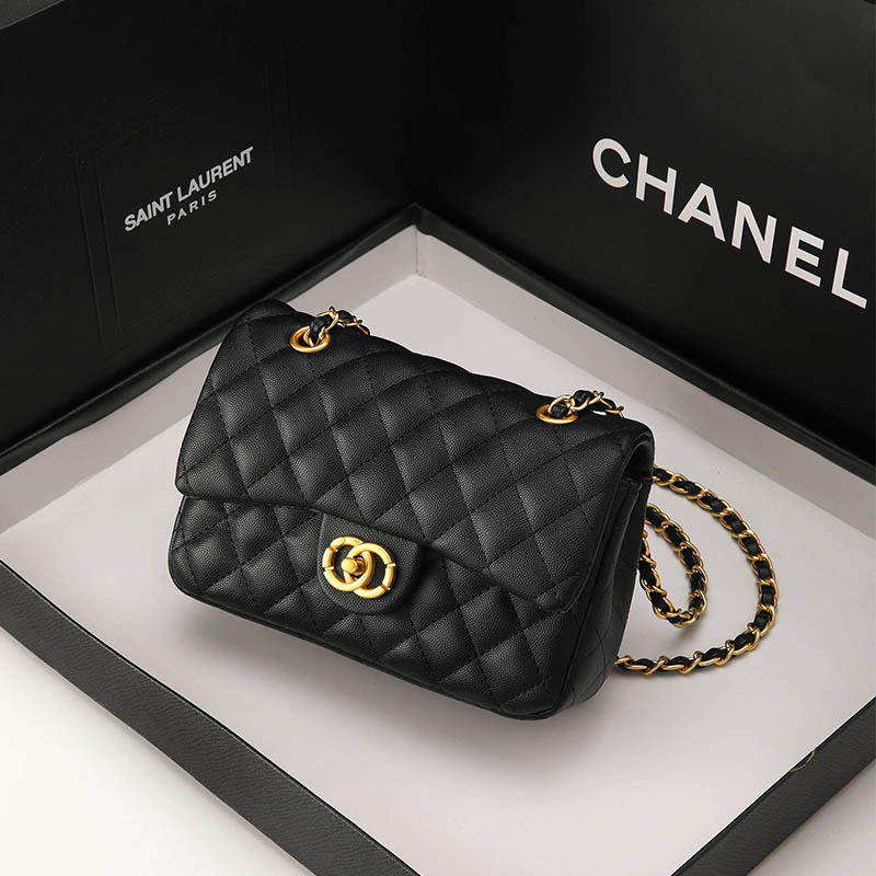 品牌轻奢CF小号鱼子酱级感菱格包女包肩斜挎潮奶奶小香风包锁扣包