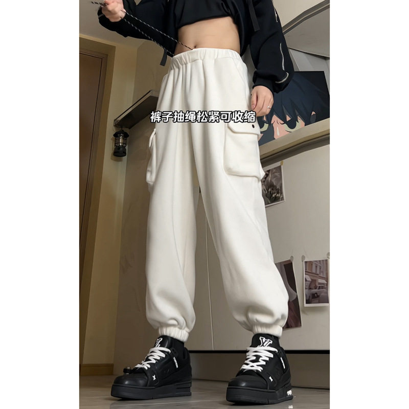 工装休闲裤秋冬新款加绒长裤复古宽松束脚卫裤K2245-P47控58,男装休闲裤,电商A362