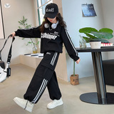 女童卫衣套装2025秋装女大童直筒裤休闲阔腿裤儿童运动裤两件套潮，童装休闲套装，祺儿童装