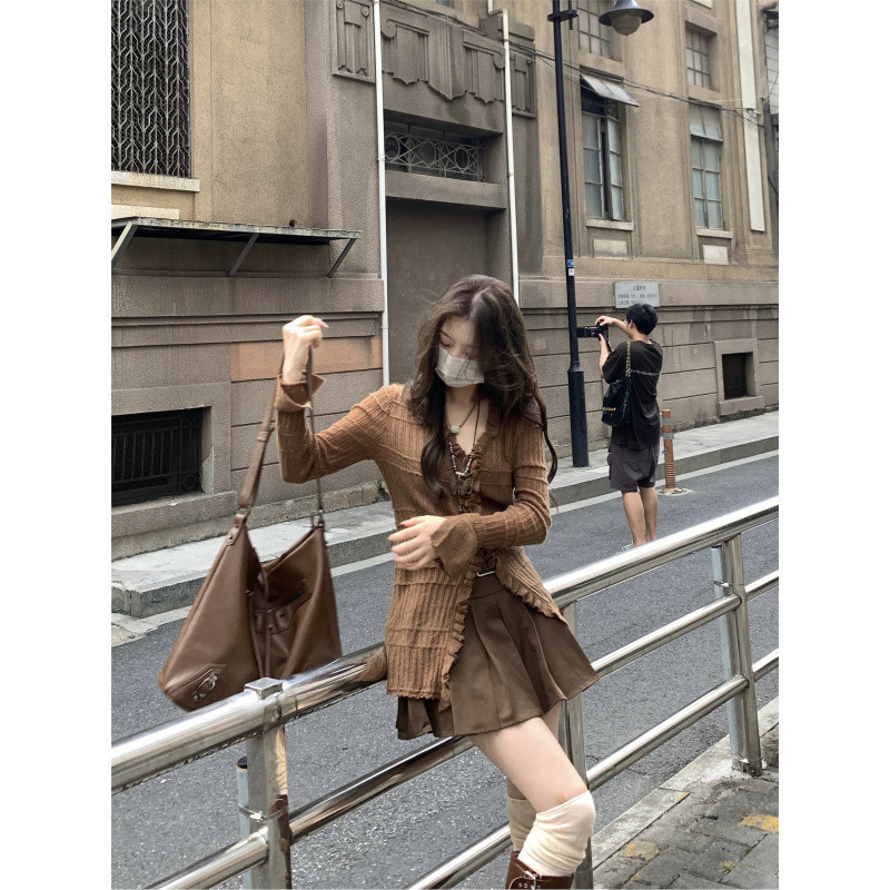 拉德两件套装糖炒栗子风穿搭