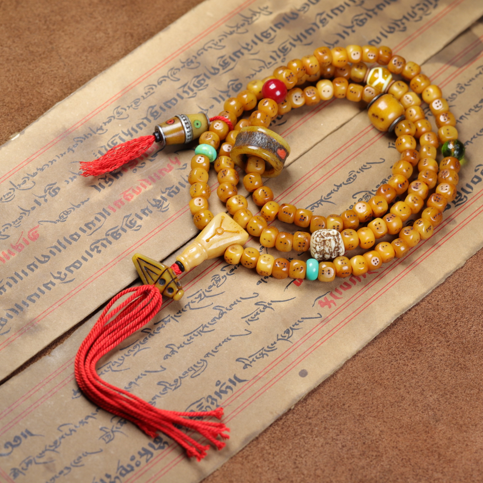 藏式108佛珠手串雕刻骰子00200