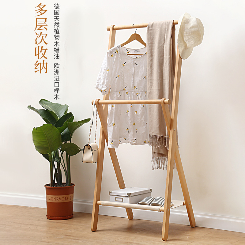 北欧实木衣架卧室挂衣架木质落地衣帽架家用服装店简易挂衣服架子