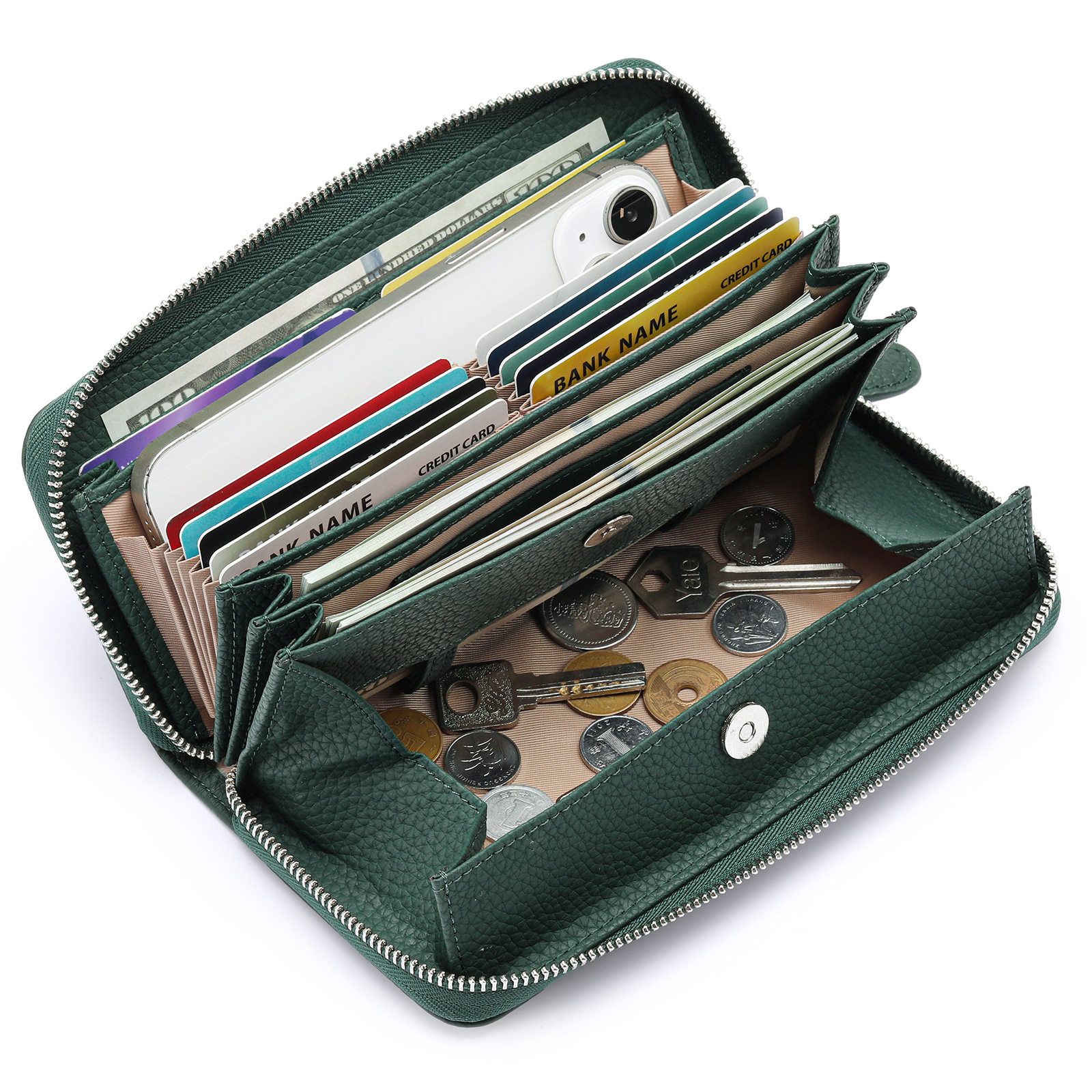 日式真皮女士钱包长款多卡位大容量零钱包袋外贸高档男女士手拿包