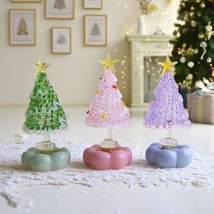 【旋转款】琉璃圣诞树旋转摆件正品氛围装饰创意礼物摆件工艺品