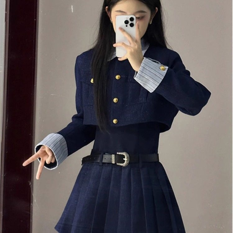 秋冬新款女装学院小香风加厚短外套连衣裙子两件套搭配一整套,女装/女士精品,时尚套装,淘宝优惠券,粉丝福利购,淘宝优惠卷