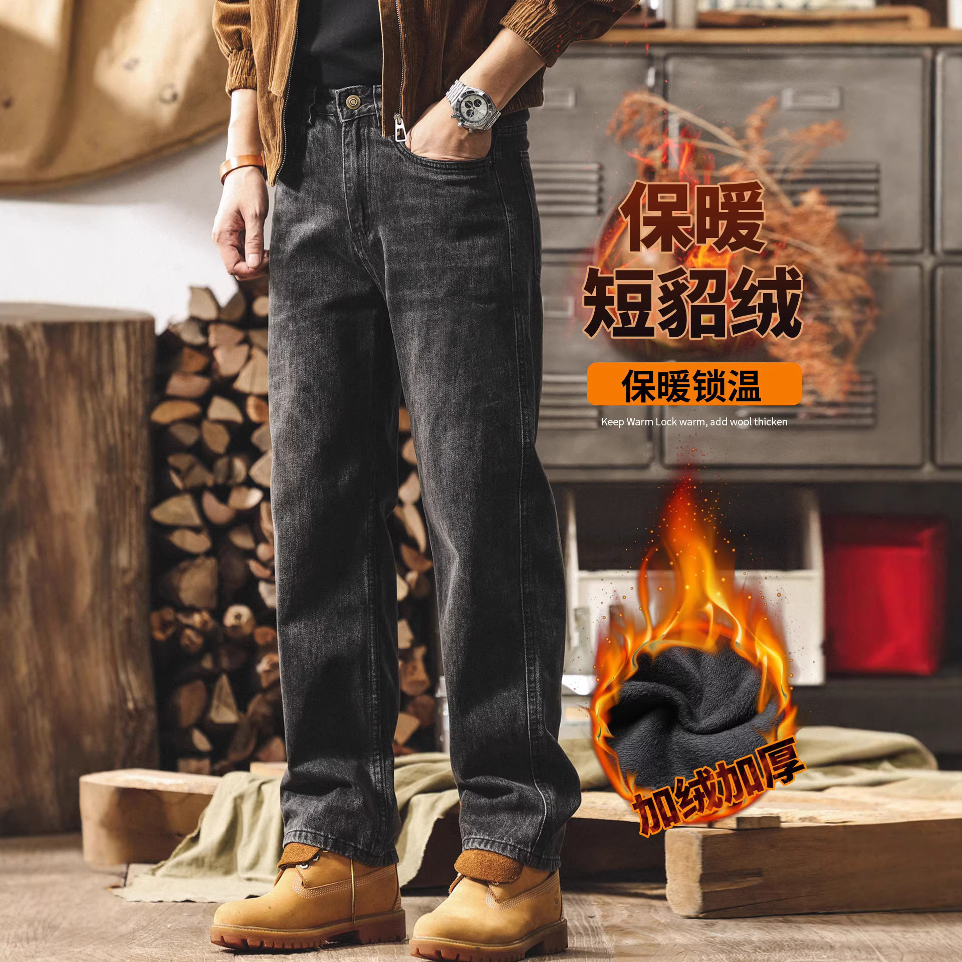 美式复古长裤牛仔裤直筒