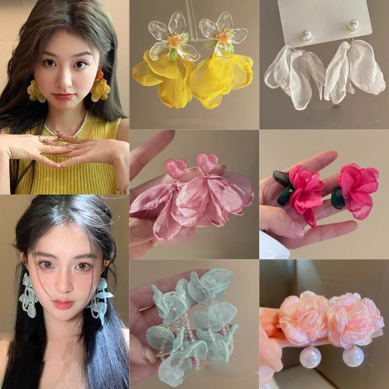 多巴胺花瓣网纱耳钉新款爆款海边度假风耳环夸张气质百搭耳饰,饰品/流行首饰/时尚饰品新,耳环,淘宝优惠券,粉丝福利购,淘宝优惠卷