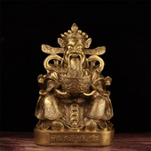 古韵斋 神像招财手工 黄铜财神爷摆件家居坐文店铺公司抱元