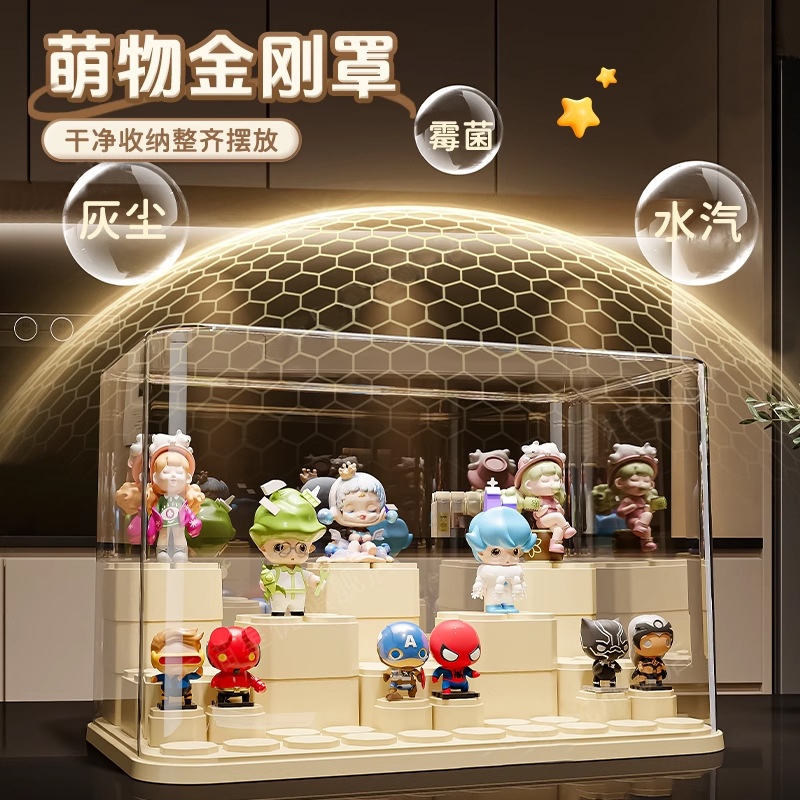 手办展示架盲盒收纳架透明收藏柜防尘桌面收纳盒泡泡玛特展示盒