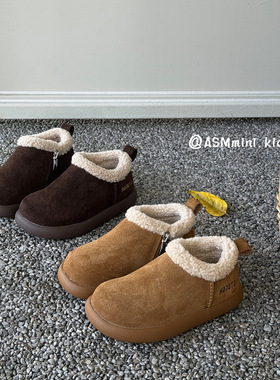 韩版儿童加绒中帮保暖博肯鞋2025冬季新款女童百搭舒适棉鞋短靴