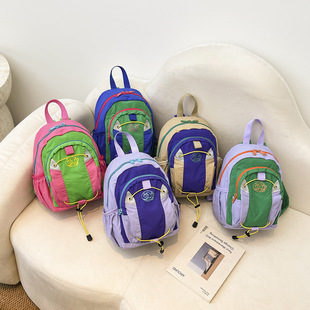 新款儿童户外双肩包春夏新款童女孩轻便潮搭撞色休闲包女颜值背包