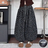 女童2025秋冬新款时尚豹纹灯笼裤女大童户外原宿风显瘦弯刀阔腿裤，童装裤子，祺儿童装