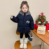 女童棉服冬季加绒加厚2025新款儿童冬装洋气时髦小童女棉袄外套，童装棉衣，祺妙童装