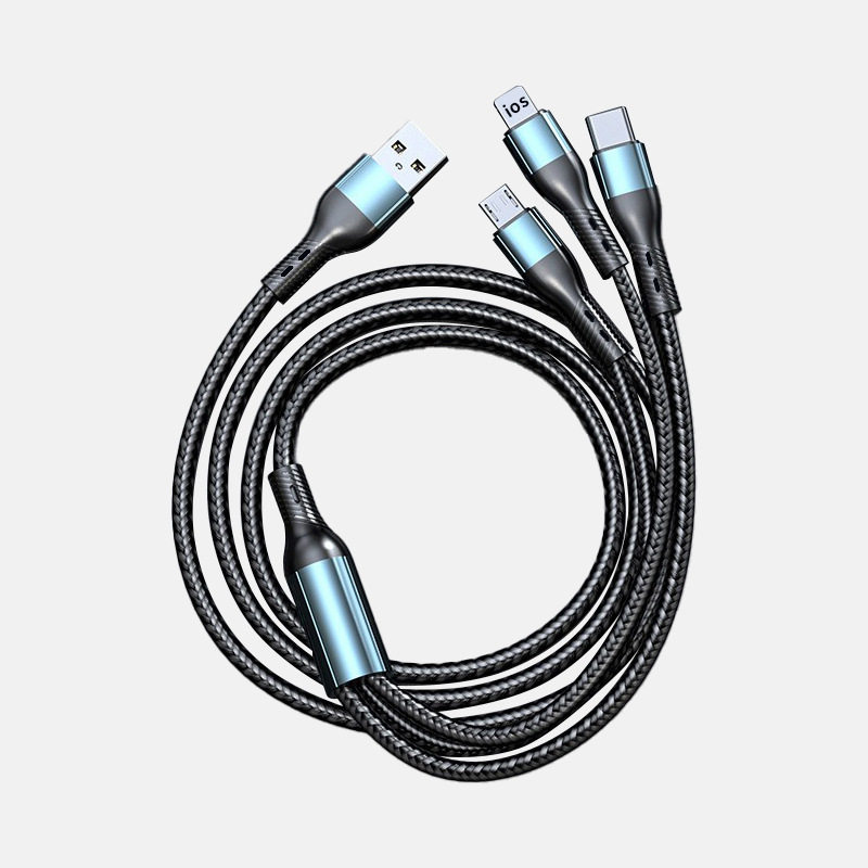 数据线超级快充三合一适用于苹果华为安卓typec接口一拖三充电线
