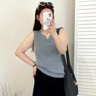 大码女装气质外穿内搭v领无袖上衣女2025秋胖mm宽松针织背心马甲