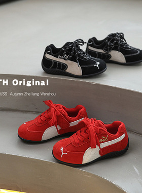 2025秋季新款儿童休闲阿甘鞋女童红色德训鞋软底男童运动跑步鞋潮