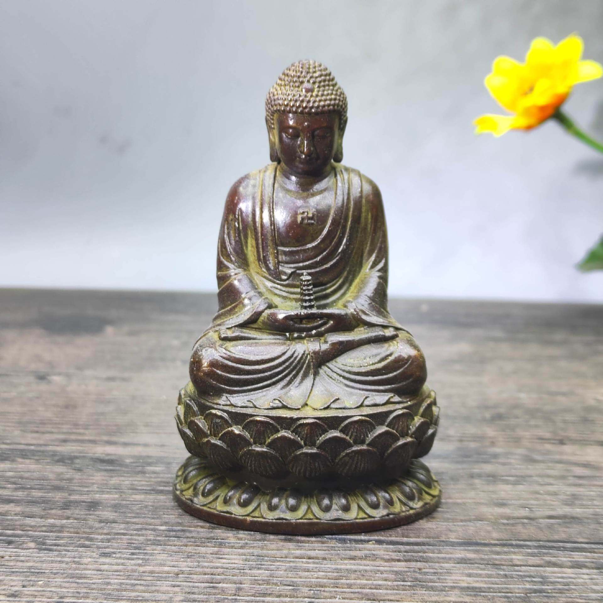 黄铜三宝佛药师佛阿弥陀佛释迦牟尼小铜佛供奉摆件