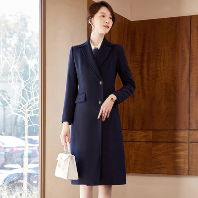 毛呢大衣酒店前台中长款呢子外套