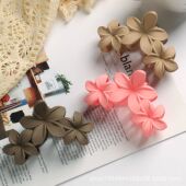 秋冬跨境新款 女韩系复古发夹磨砂抓夹树脂鲨鱼夹纯色花朵发饰