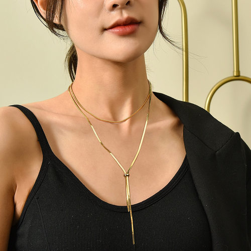 多种戴法钛钢蛇骨链长款女毛衣链