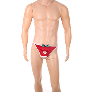 4种造型 圣诞节漏洞双丁字内裤 镂空性感露蛋游戏家居服 雪花领结