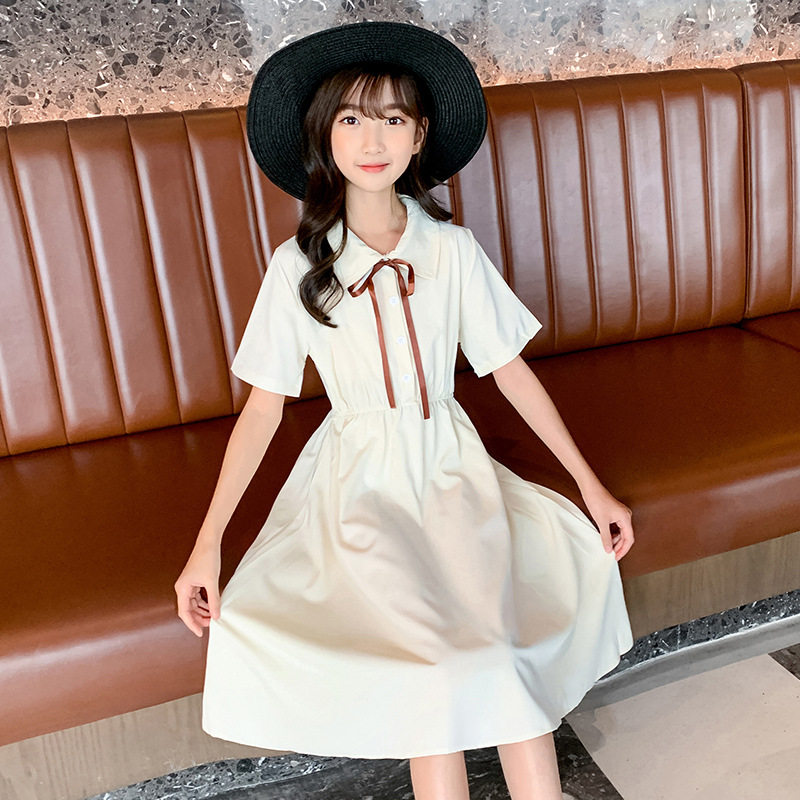 儿童装学院风夏季新款甜美收腰显连衣裙