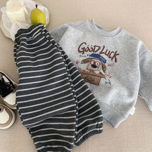 韩系秋冬装保暖舒儿童加绒套装2025冬季新款女童小狗运动两件套装