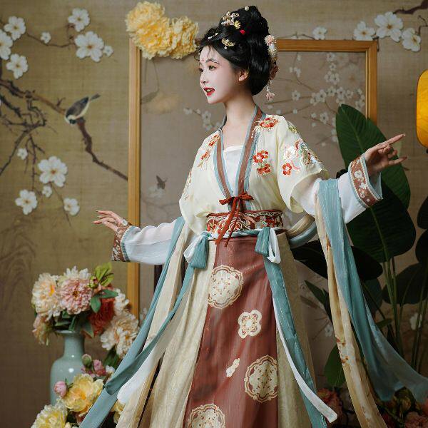 长乐公主成人汉服女中国风原创坦领齐腰三件套日常敦煌风夏秋新款