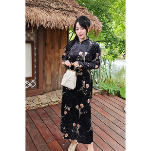 秋季新款2025气质复古国民风高端大码连衣裙修身显瘦改良旗袍潮流